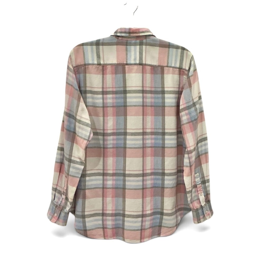 Frank & Eileen Eileen Italian Cashmere Touch Plaid Shirt Pink Blue Gray Small - Picture 5 of 10